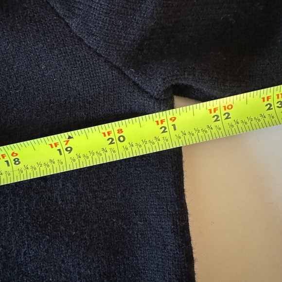 Black Crewneck Button Cardigan Sweater with Gold Buttons - Picture 6 of 6